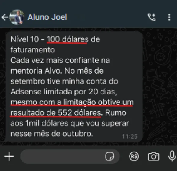 Joel — $552 no mês
