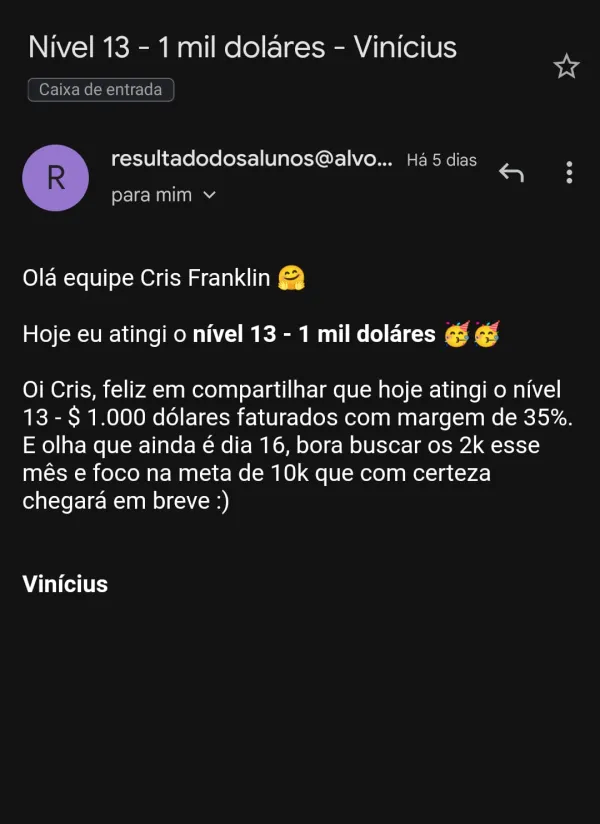 Vinícius — $1K com margem 35%